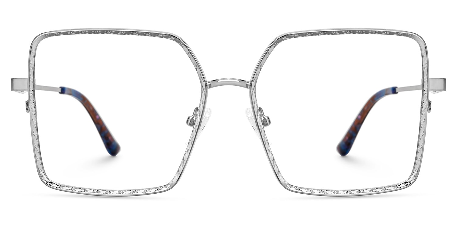 Toure Square Silver Diamond Cut Glasses