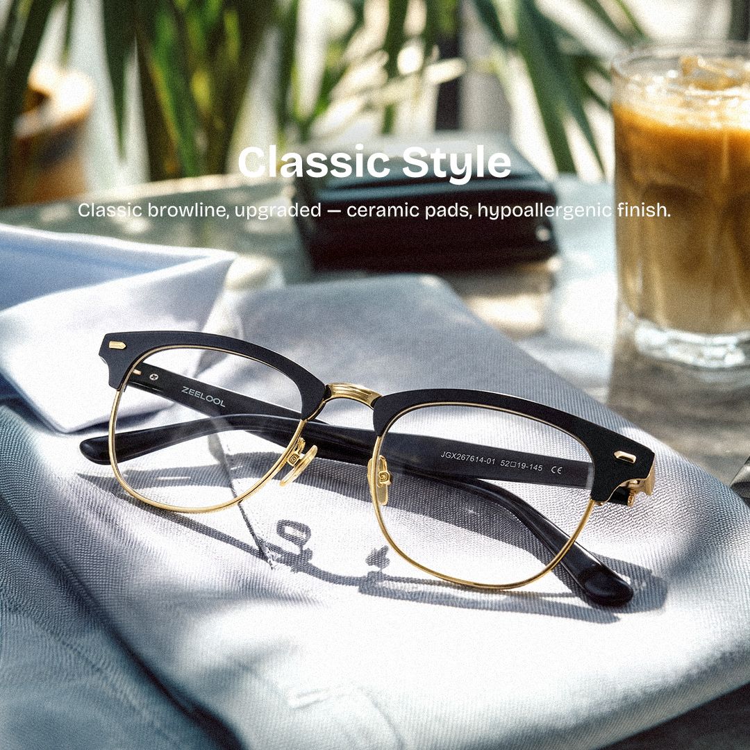 Penelope Gold Browline Glasses for Men | ZEELOOL0