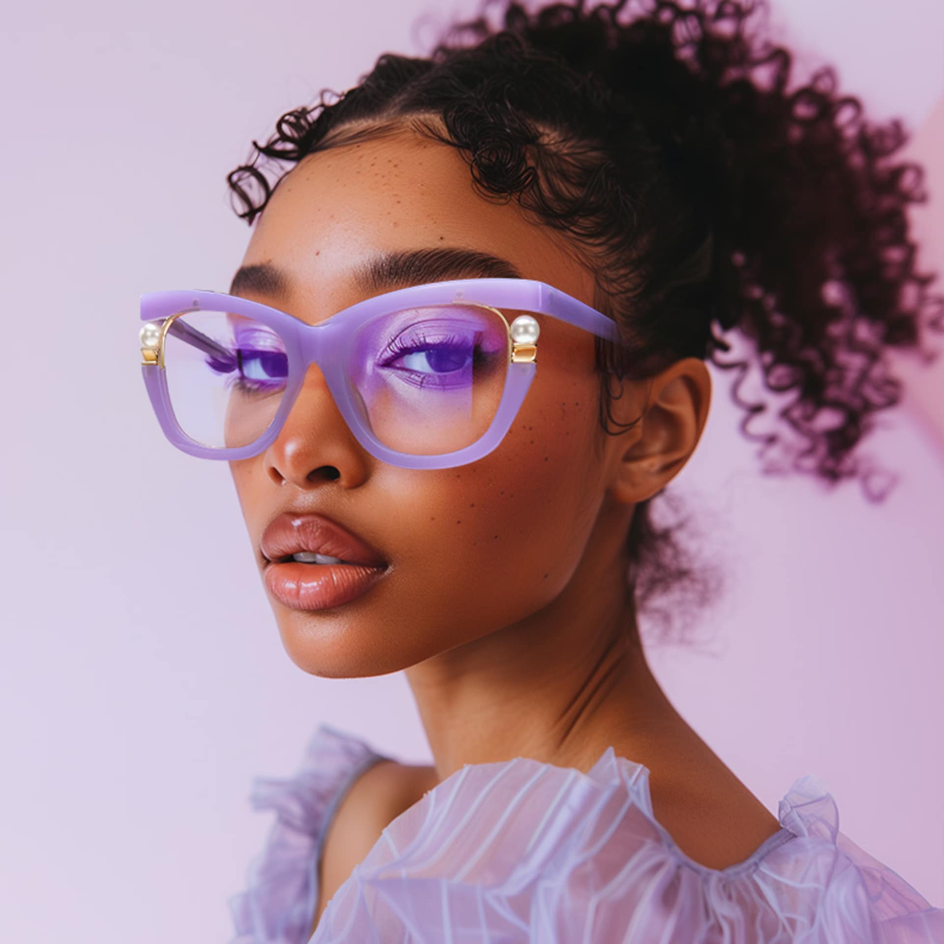 Purple Frame Blue Light Blocking Glasses with Pearl8