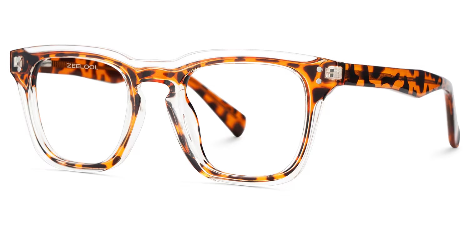 Tr90 Eyeglasses Frames With Rectangle Shape and Tortoise Color3