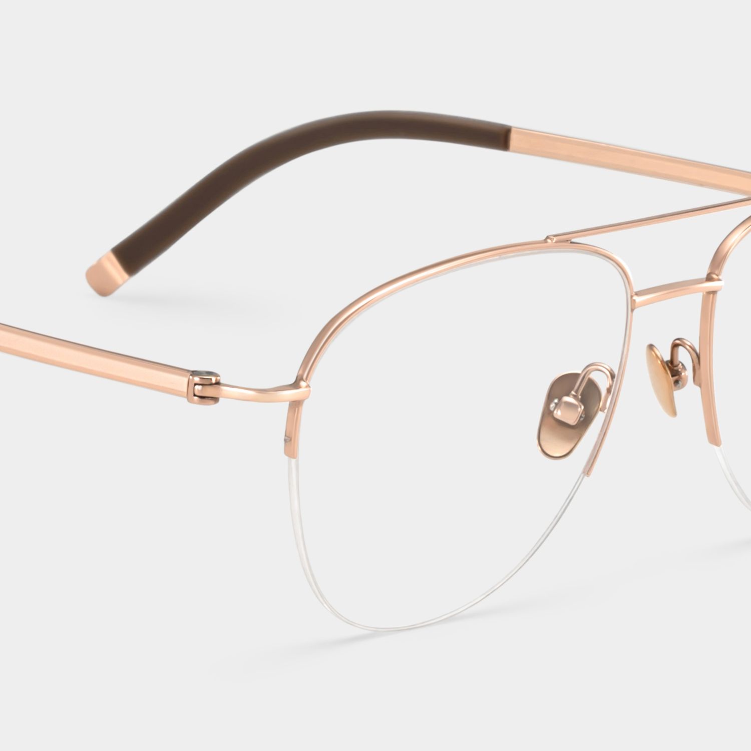 Grayson Half Rim Aviator Eyeglasses in Gold Wide Frames | ZEELOOL5