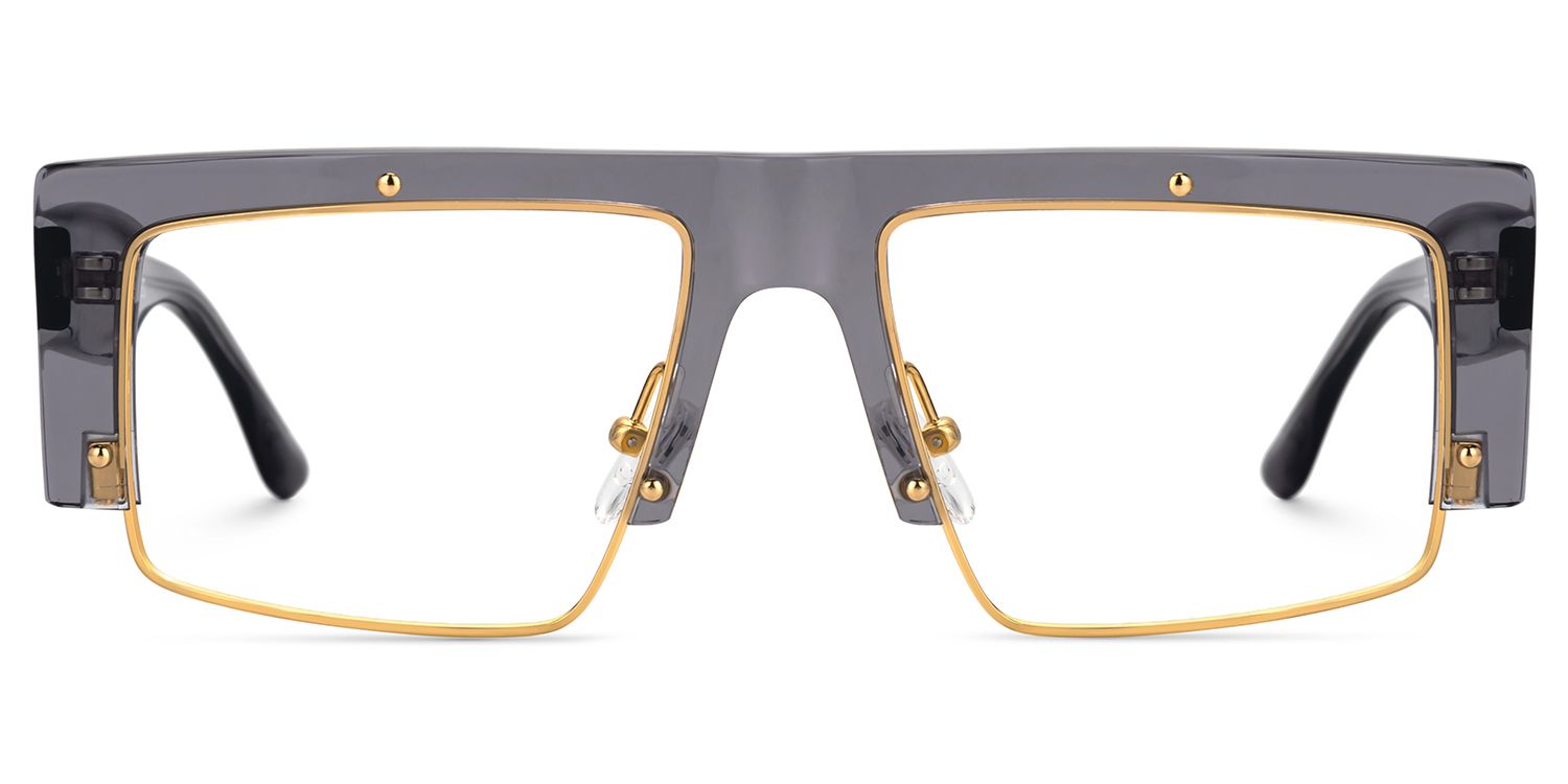 Maldonado Rectangle Grey Transparent Glasses | Zeelool1
