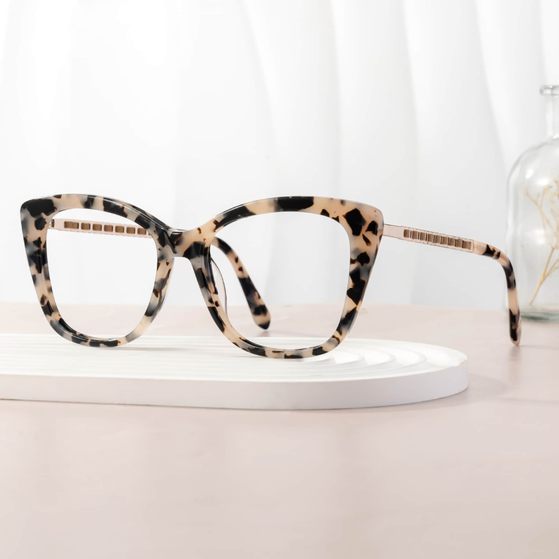 Deangela Tortoise shell Glasses With Metal Arms  | Zeelool0