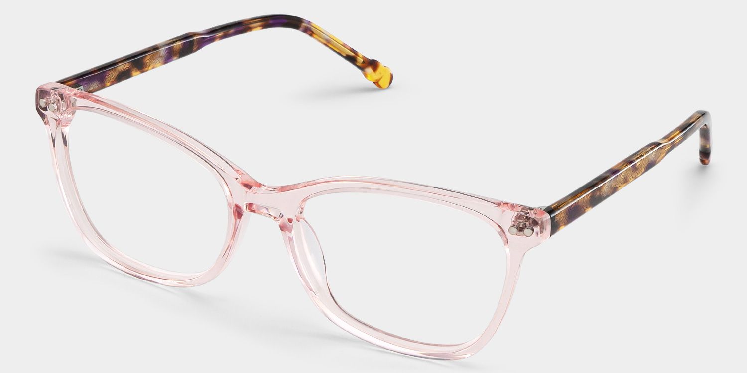 Marigold pink and tortoise shell glasses Rectangle Frame Online | ZEELOOL3