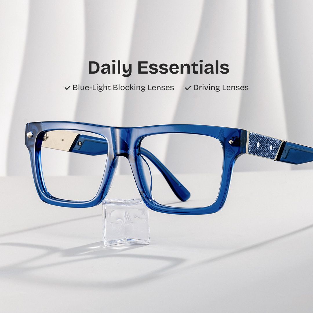 Trent Eyeglasses in Rectangle Blue Frame | Zeelool0