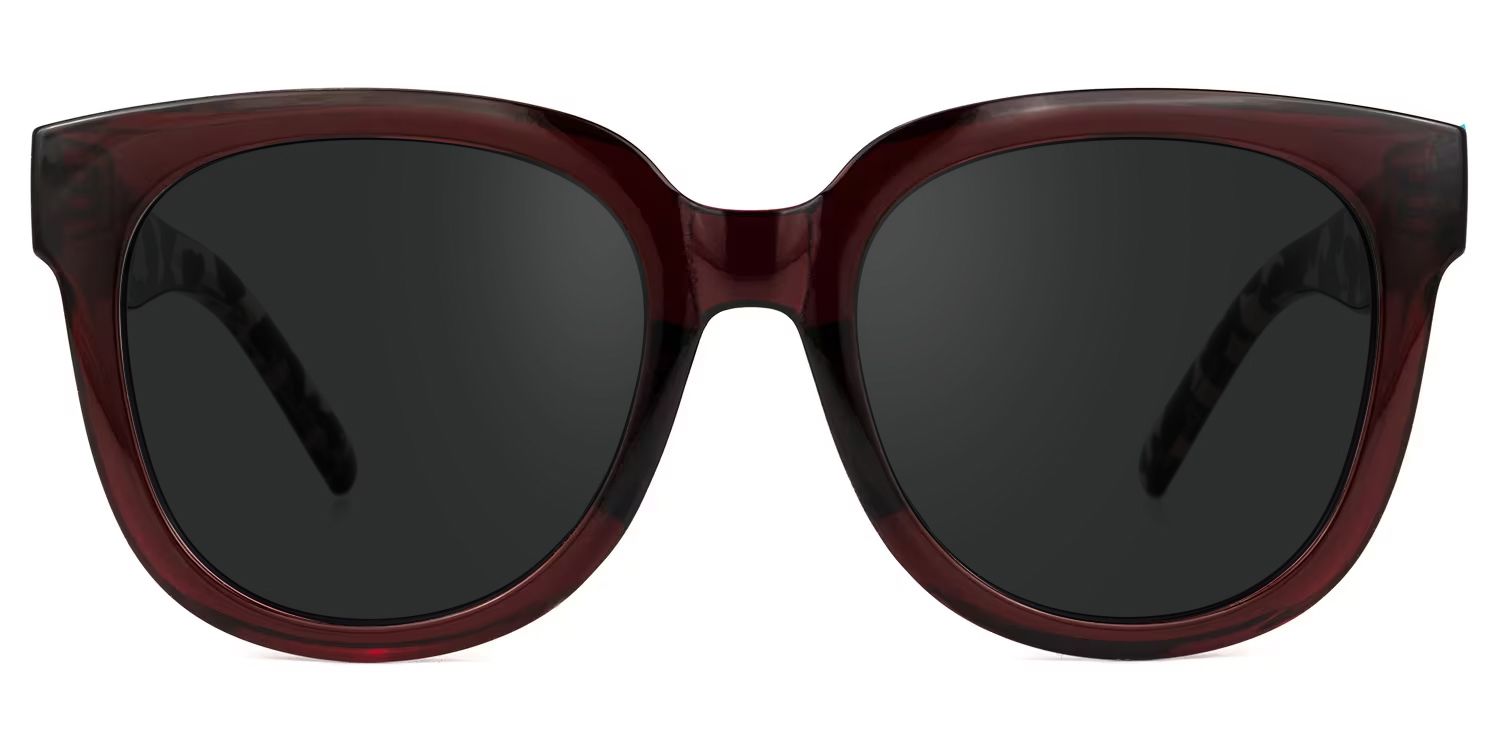 Harrell Square Dark-Red Sunglasses | Zeelool Glasses0