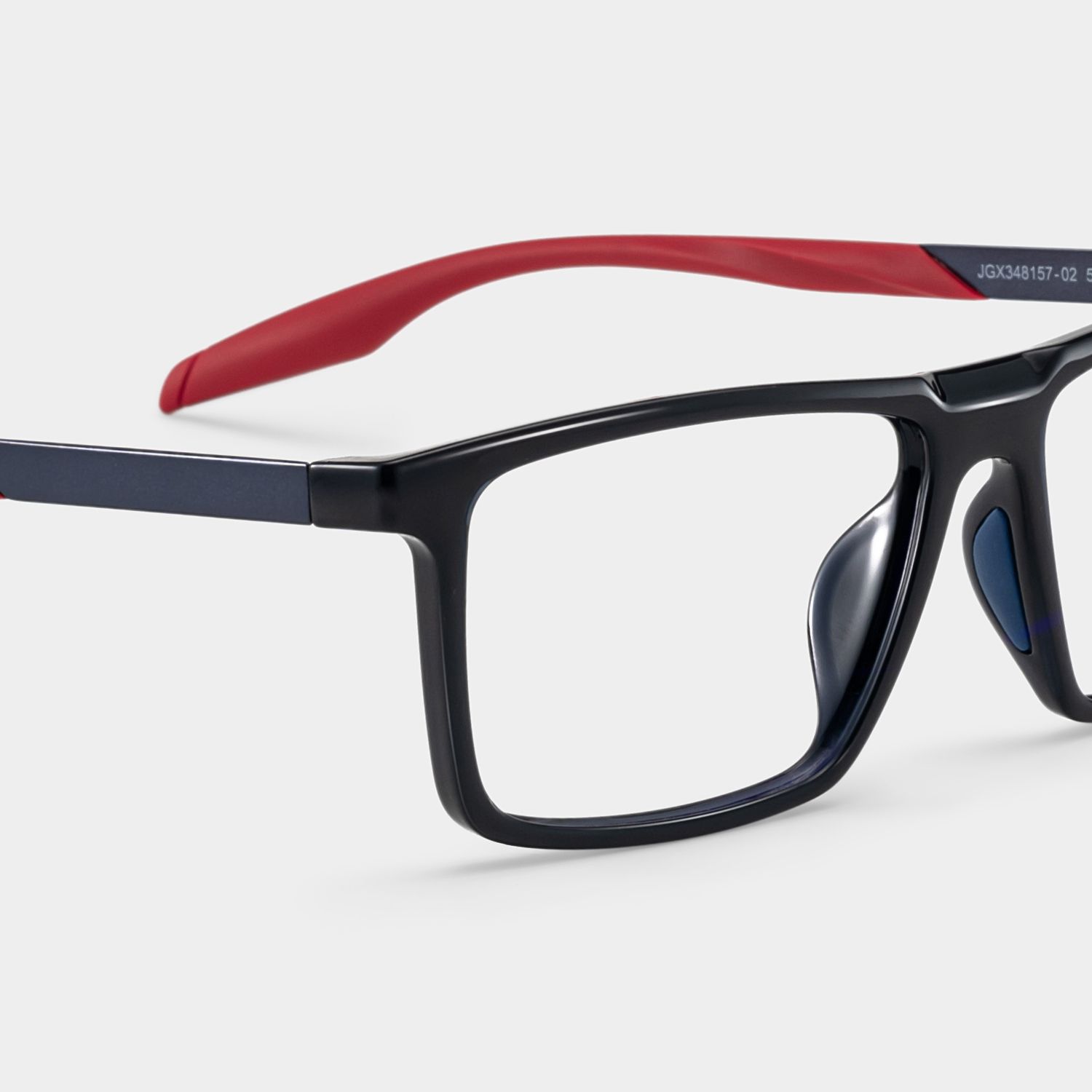 Active Rectangle Black and Red Frame Glasses for Sporty | ZEELOOL5