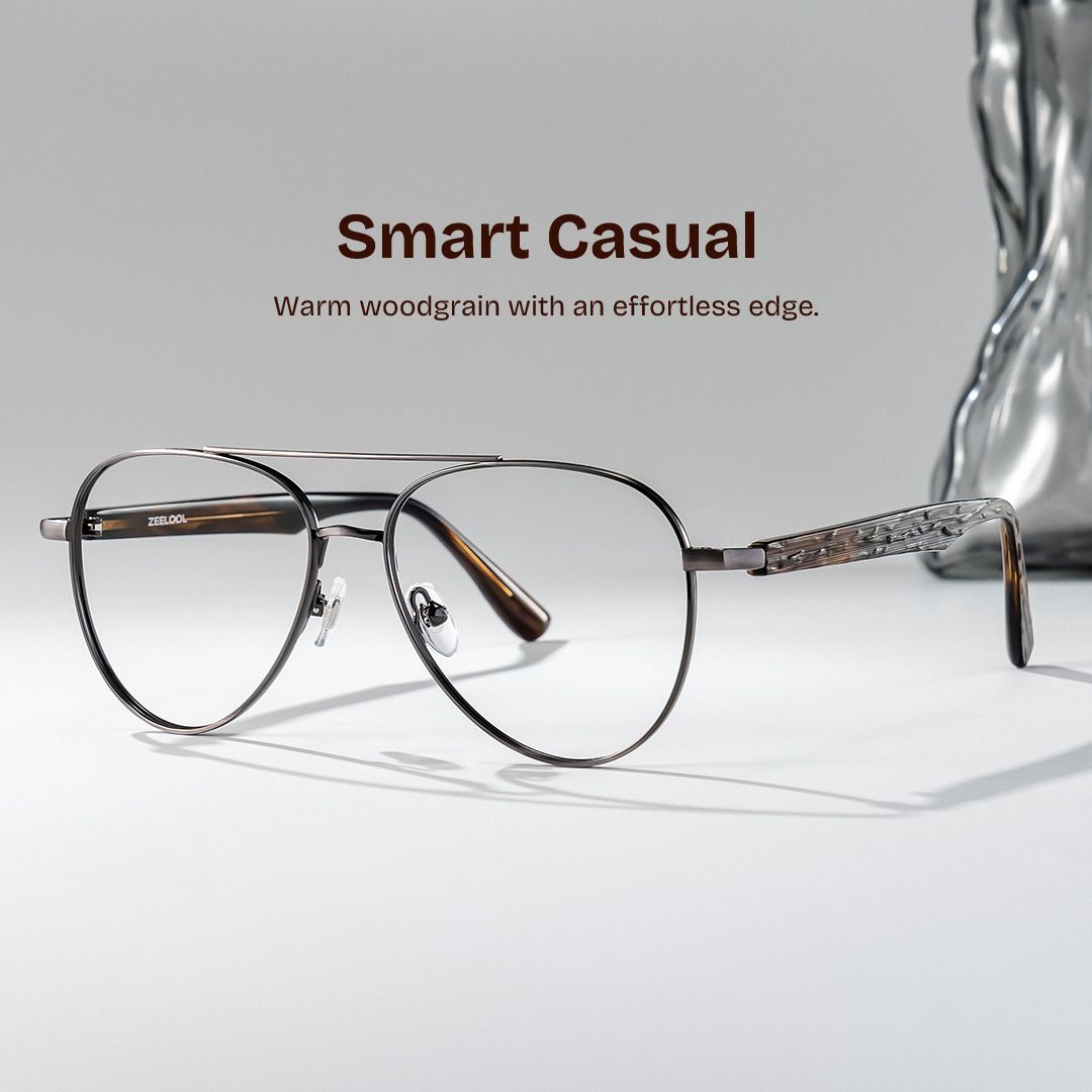 Aspen Black Aviator Mixed Frame Glasses for Men | ZEELOOL0