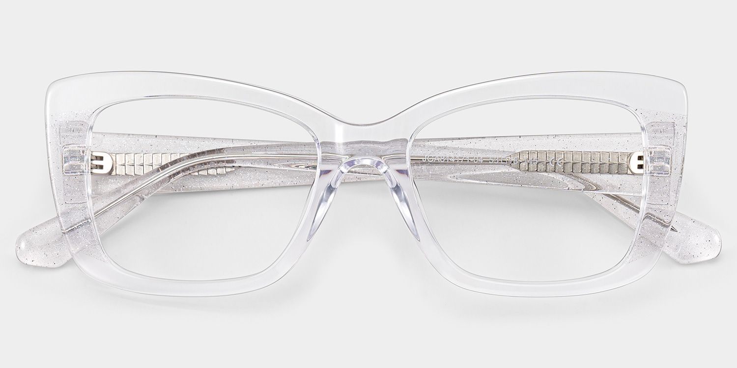 Leona Rectangle Clear Glitter Eyeglasses for Women | ZEELOOL