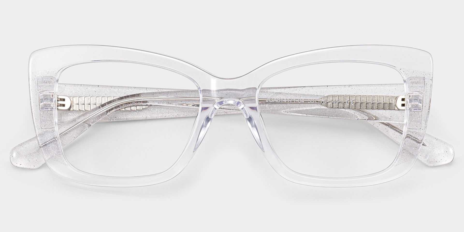 Leona Rectangle Clear Glitter Eyeglasses for Women | ZEELOOL2