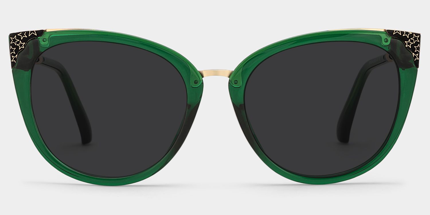 Dalton Plastic Dark-Green Cat Eye Frame Sunglasses | ZEELOOL