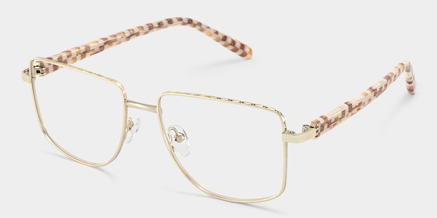 Geometric Gold pattern Eyeglasses- Felicity Metal Frame Glasses