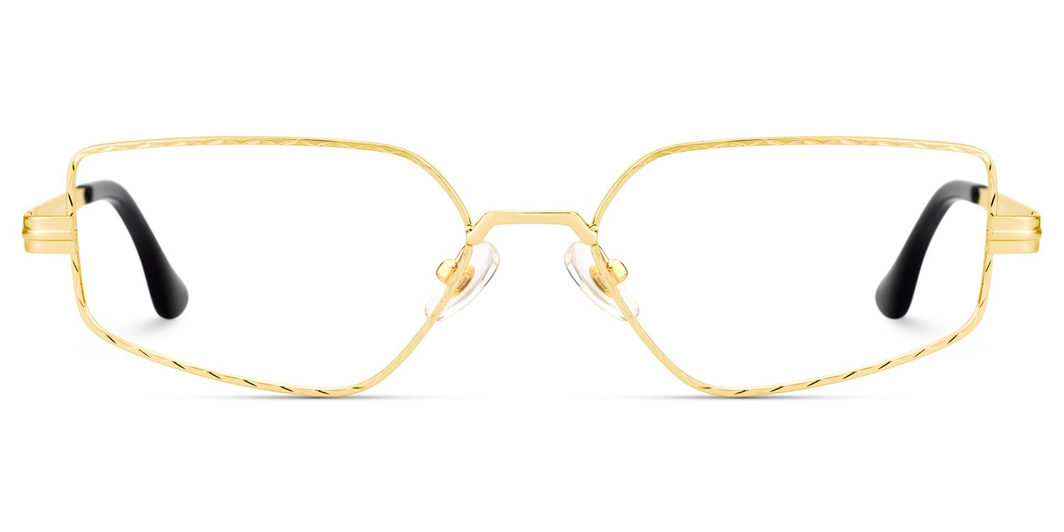 Rectangle Gold Eyeglasses- Lyle Metal Frame Glasses1