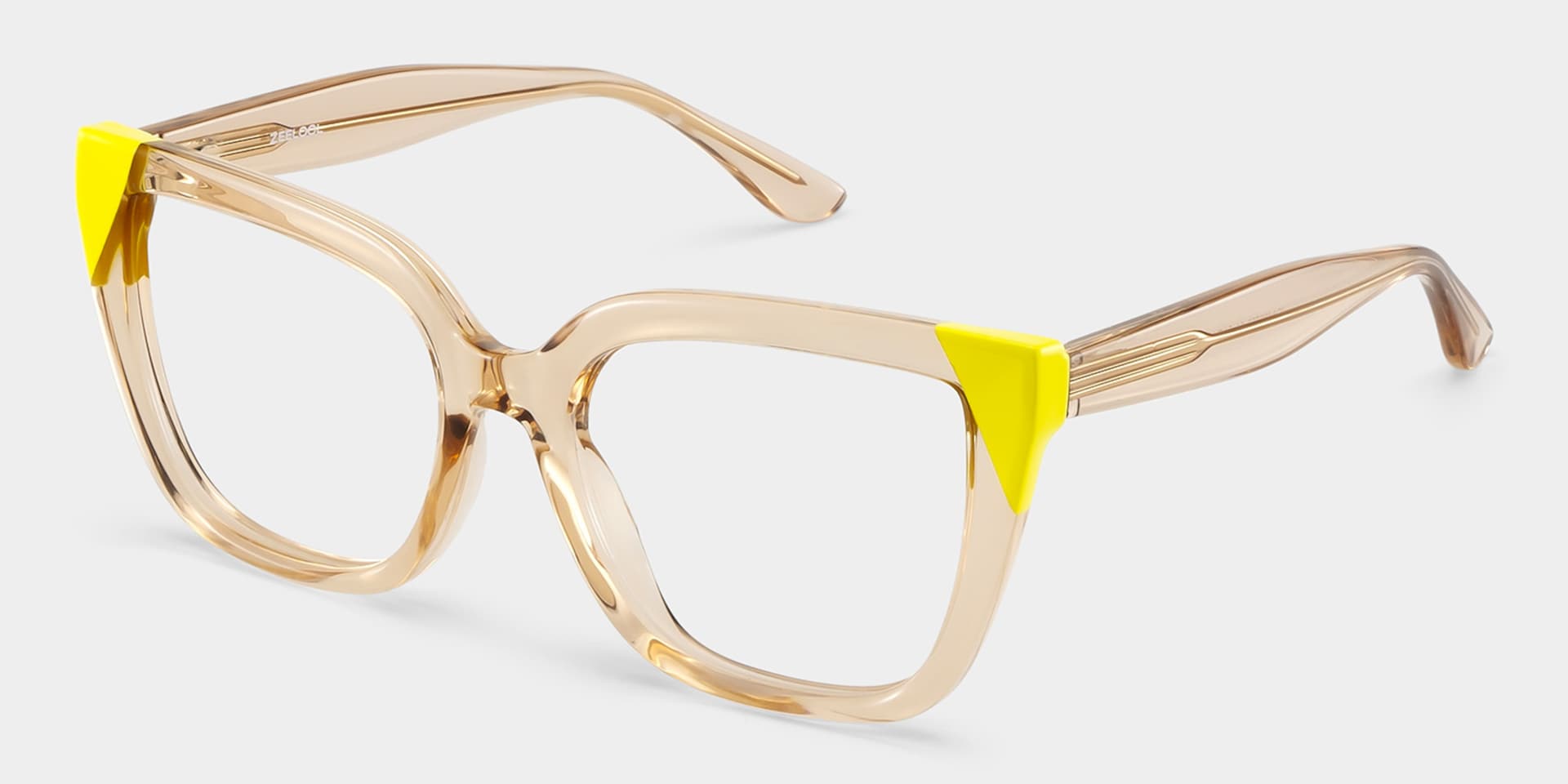 Square Champagne Yellow Eyeglasses- Mirta Acetate Frame Glasses3