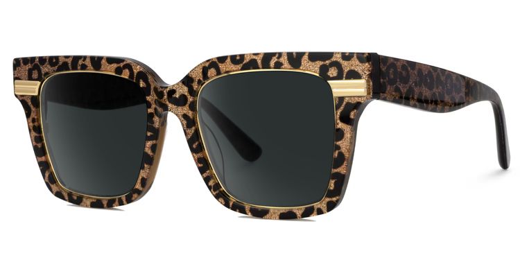 Taylor Gold Leopard Square Sunglasses