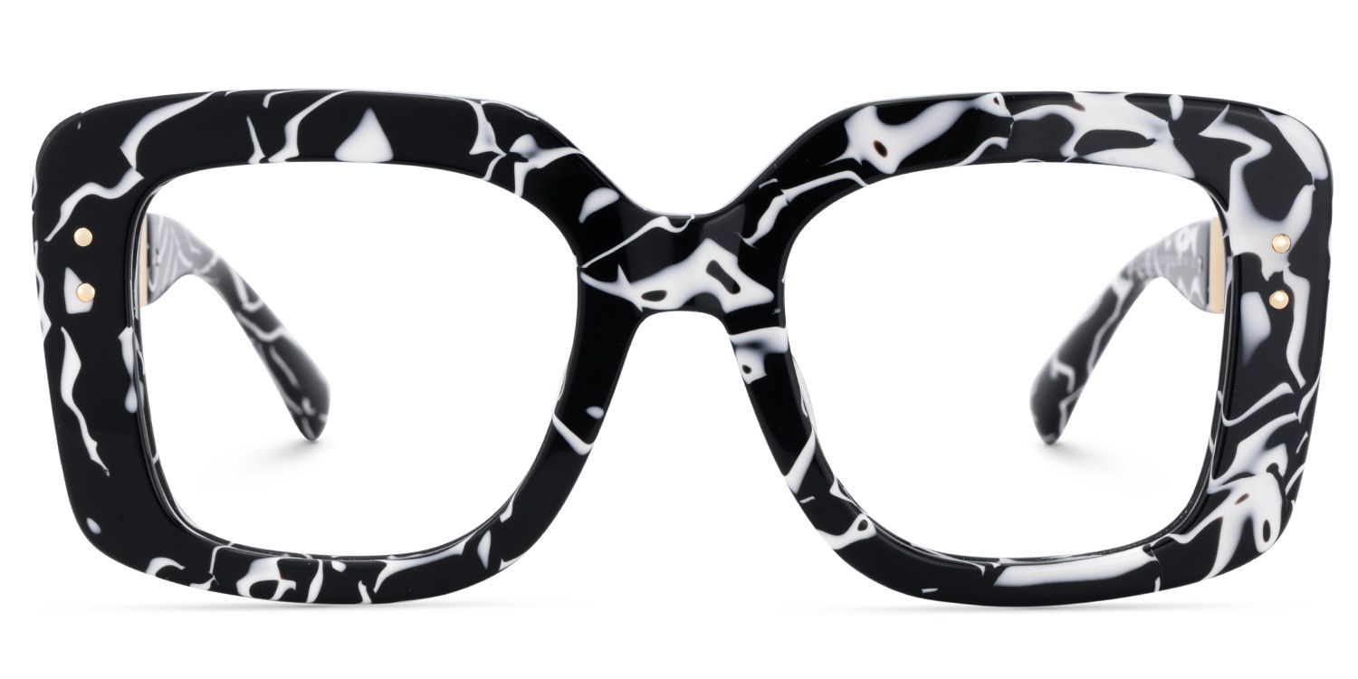 Oversized Thick Square Cow Pattern Frame Glasses1