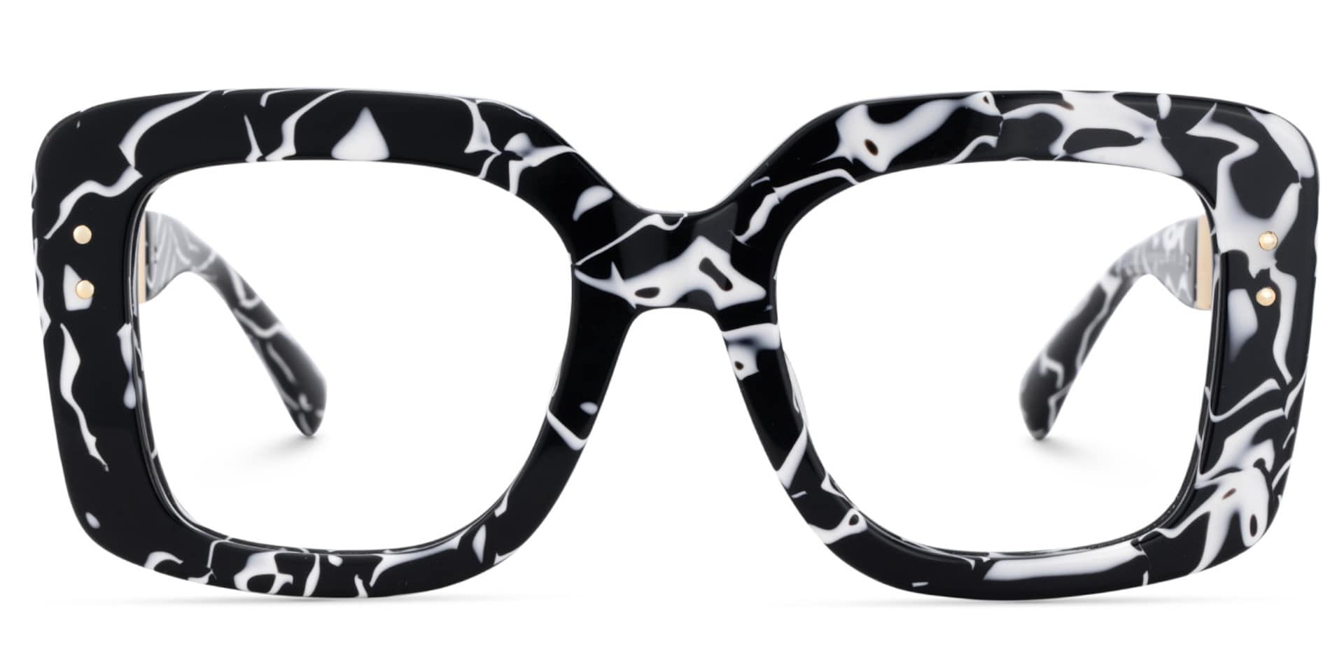 Oversized Thick Square Cow Pattern Frame Glasses1