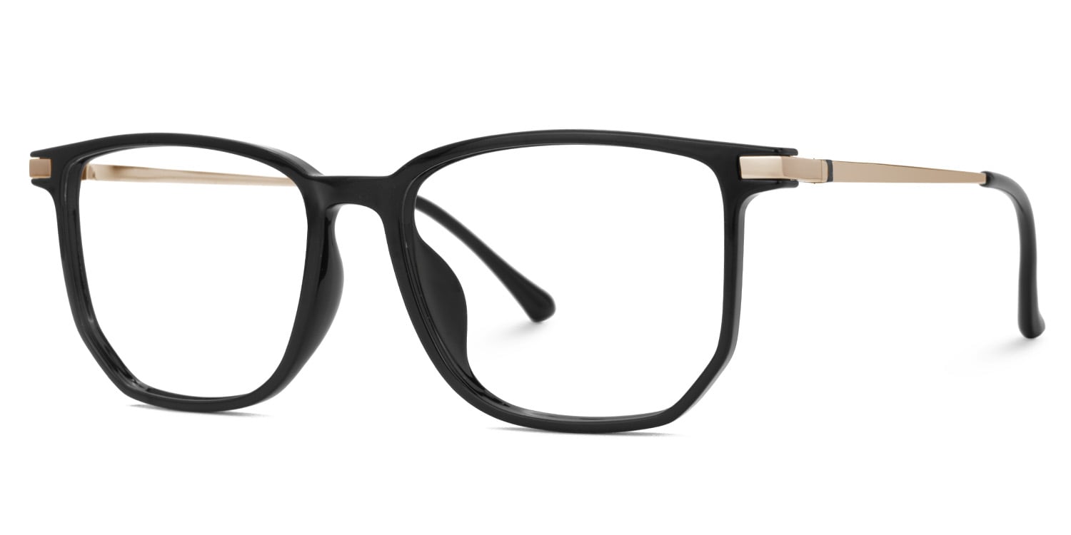 Fezell Square Black Eyeglasses and Thin Wide Frames3