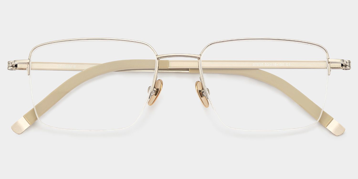 Carson Light Gold Semi Rimless Glasses in Titanium Frame | ZEELOOL2
