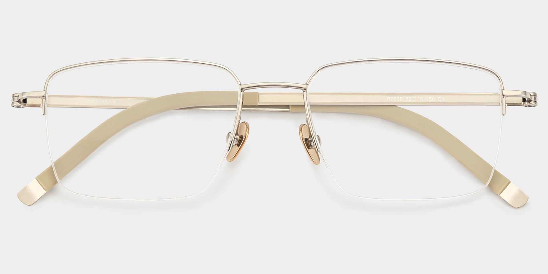 Carson Light Gold Semi Rimless Glasses in Titanium Frame | ZEELOOL2