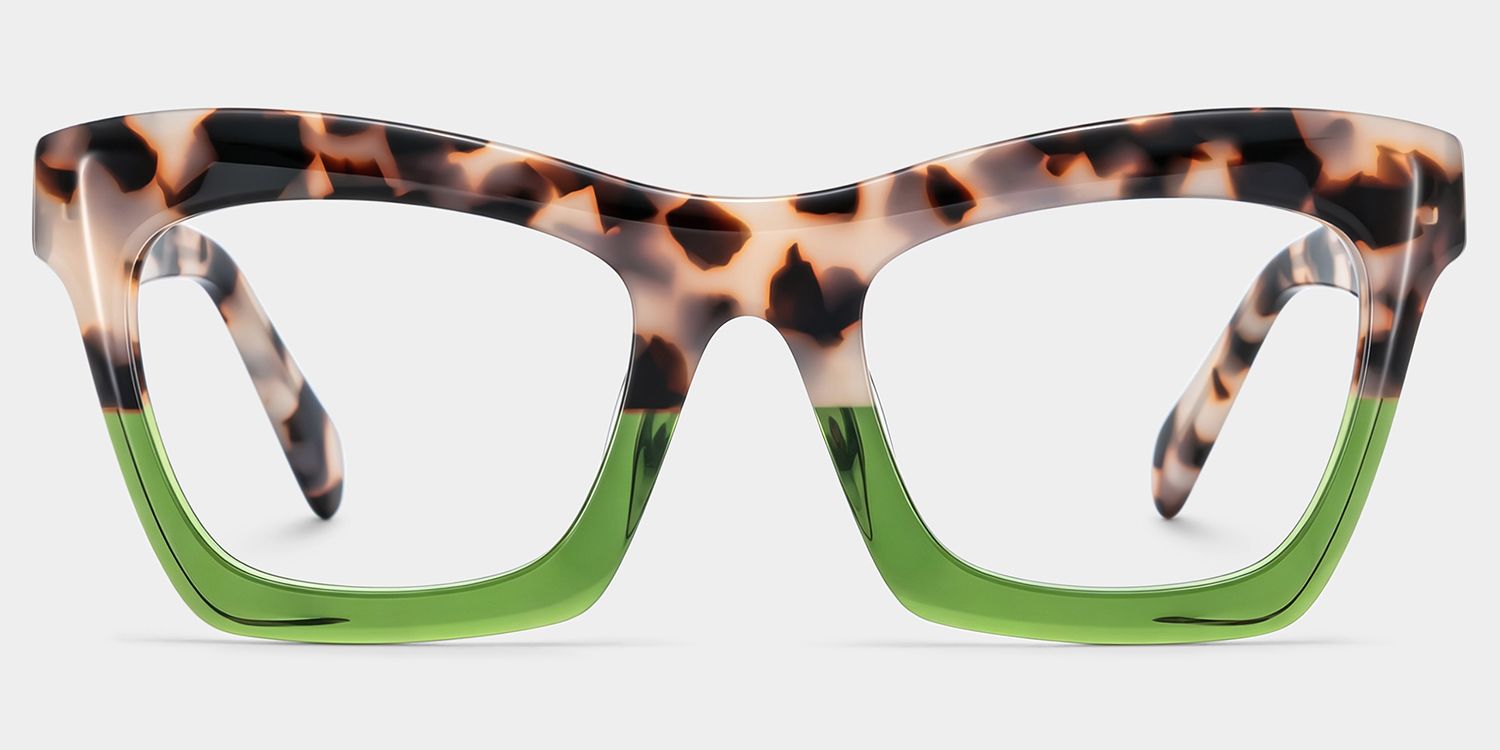 Benitez Square Two-Tone Glasses in Tortoise & Green Color | ZEELOOL1