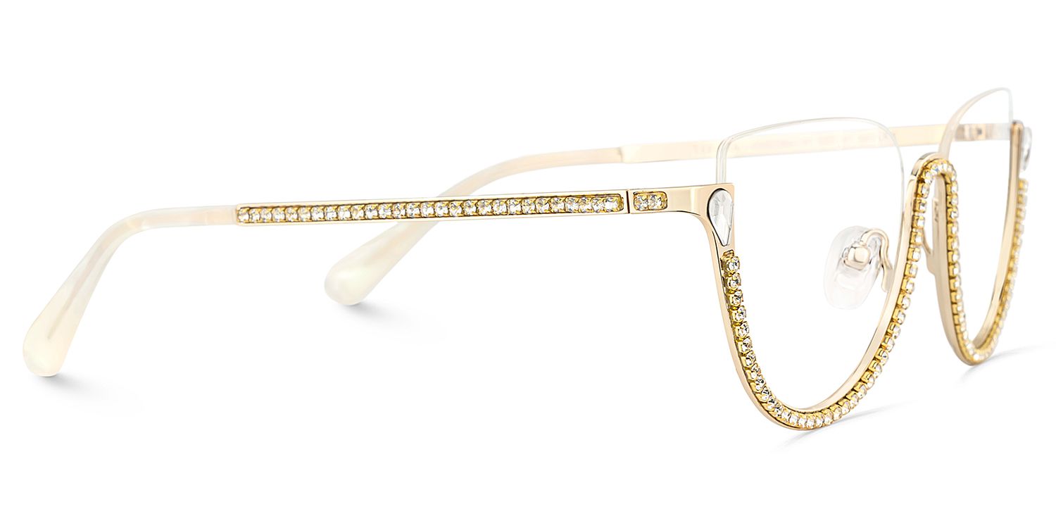 Sparkle Gold Cat Eye Gillter Glasses for Women | ZEELOOL5
