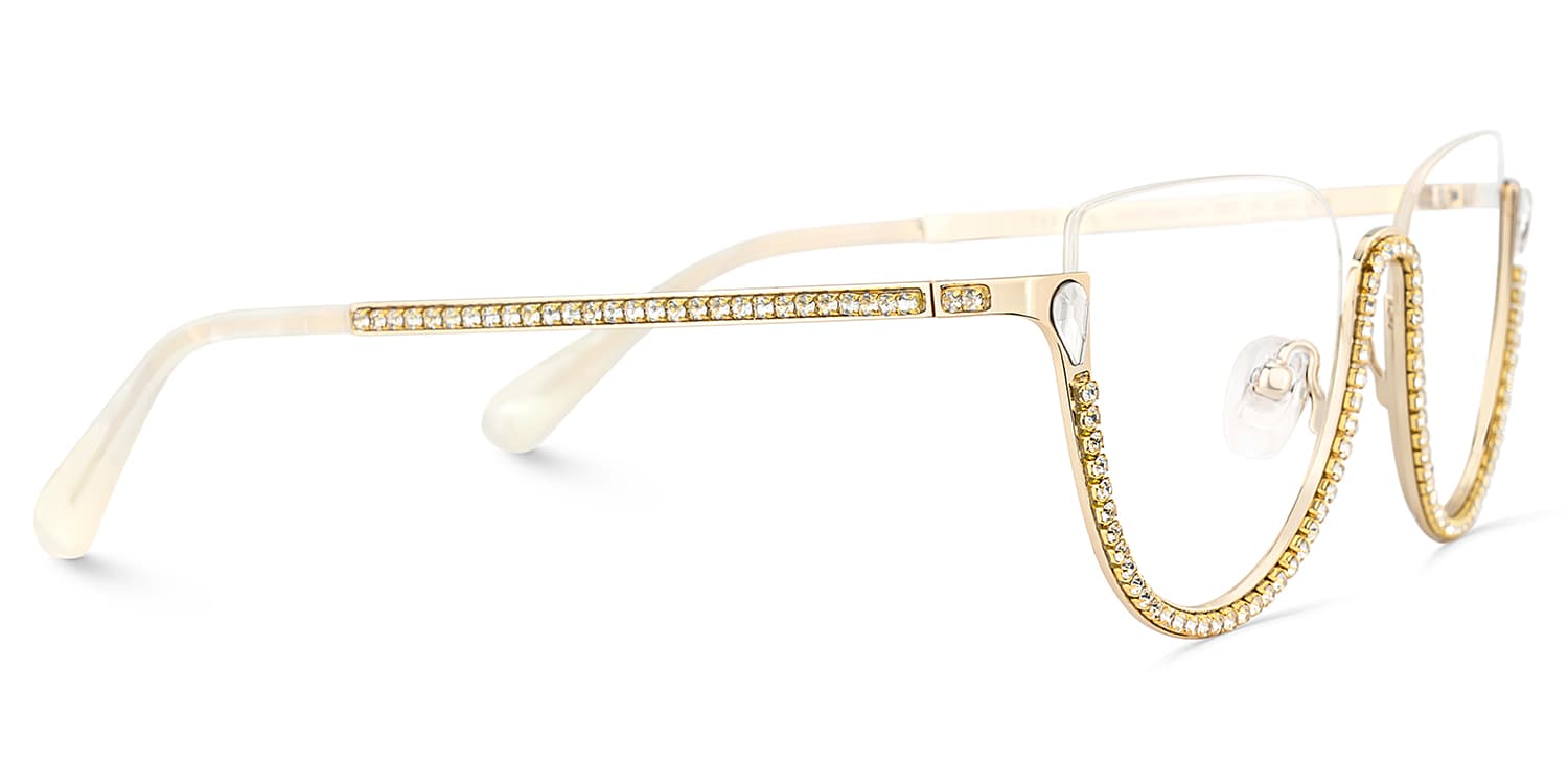 Sparkle Cateye Gold Glasses5
