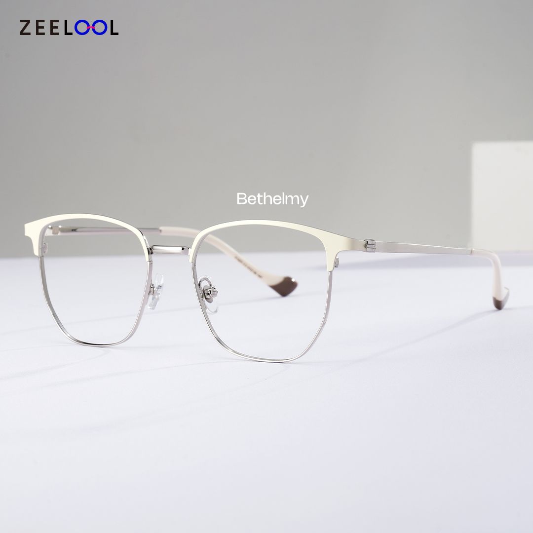 White Browline Glasses With High-quality Material0