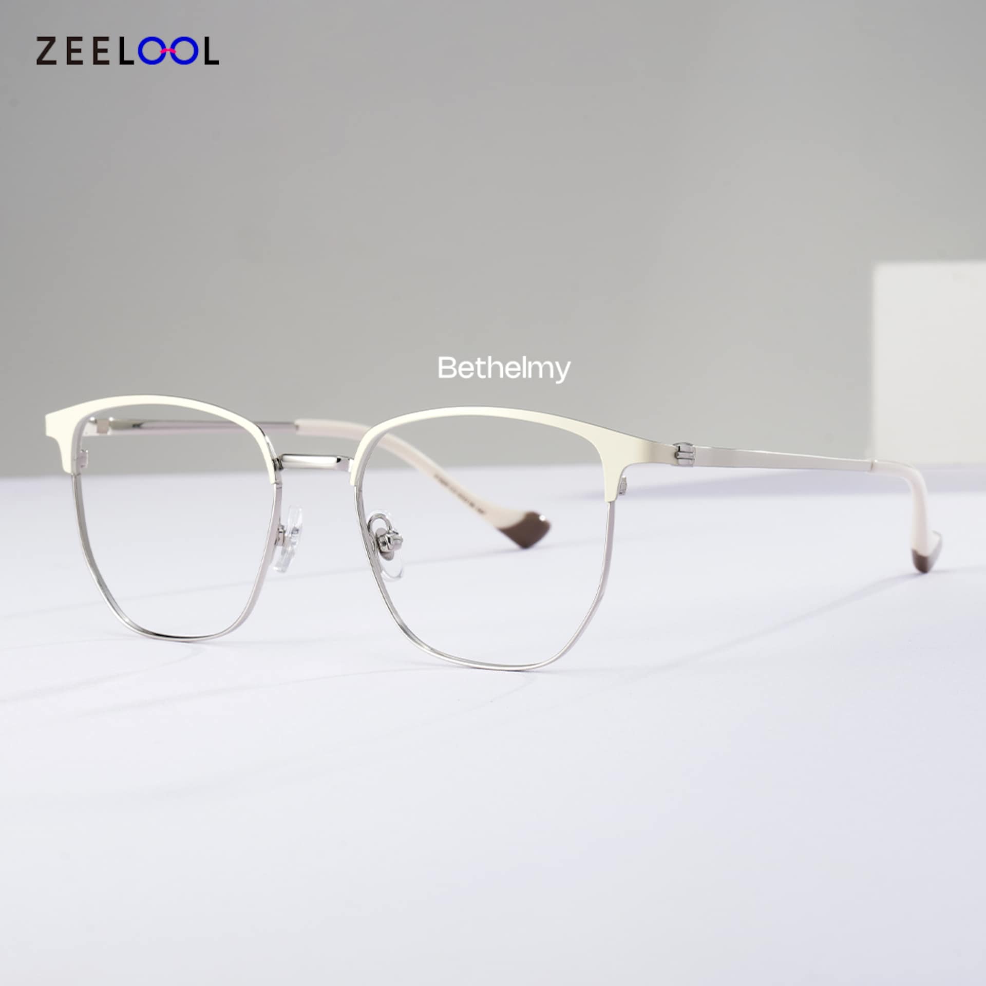 White Browline Glasses With High-quality Material0