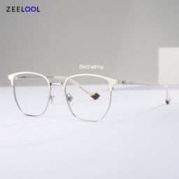 Bethelmy Browline White Glasses0
