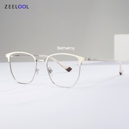 Bethelmy Browline White Glasses0