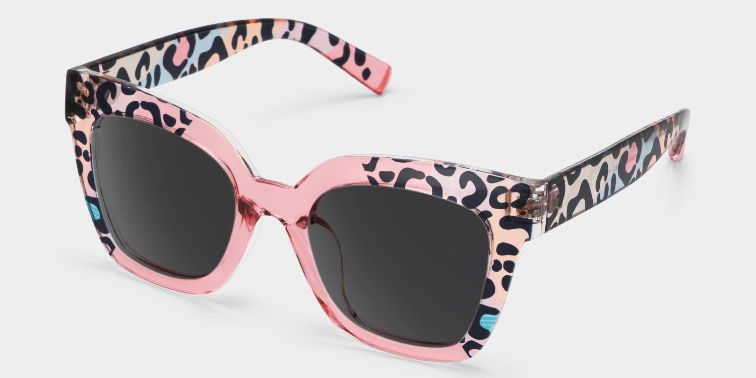 Malcolm Pink Leopard Print Sunglasses for Women Square Frame2