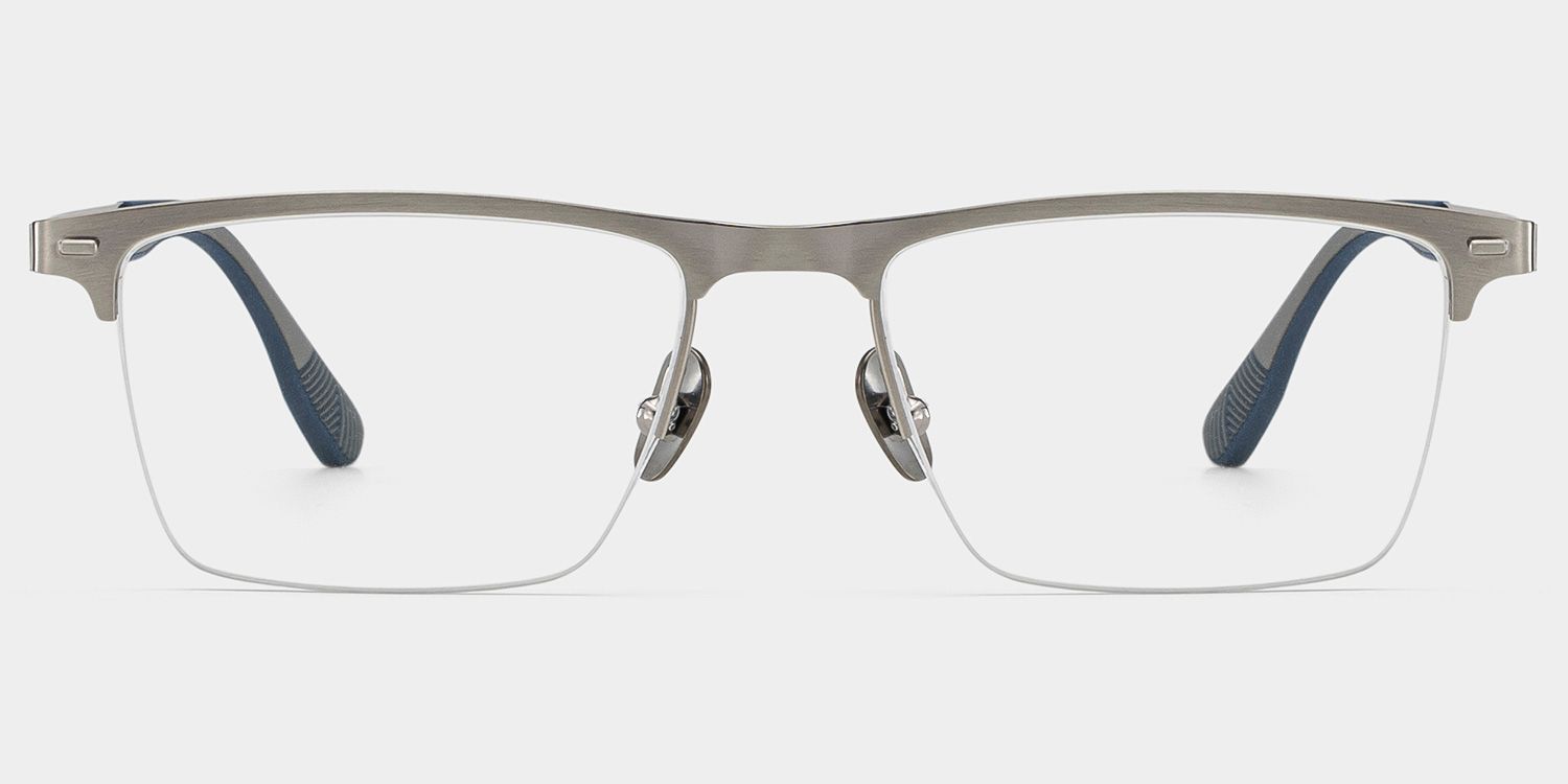 Browline Silver Eyeglasses- Brock Titanium Frame Glasses3