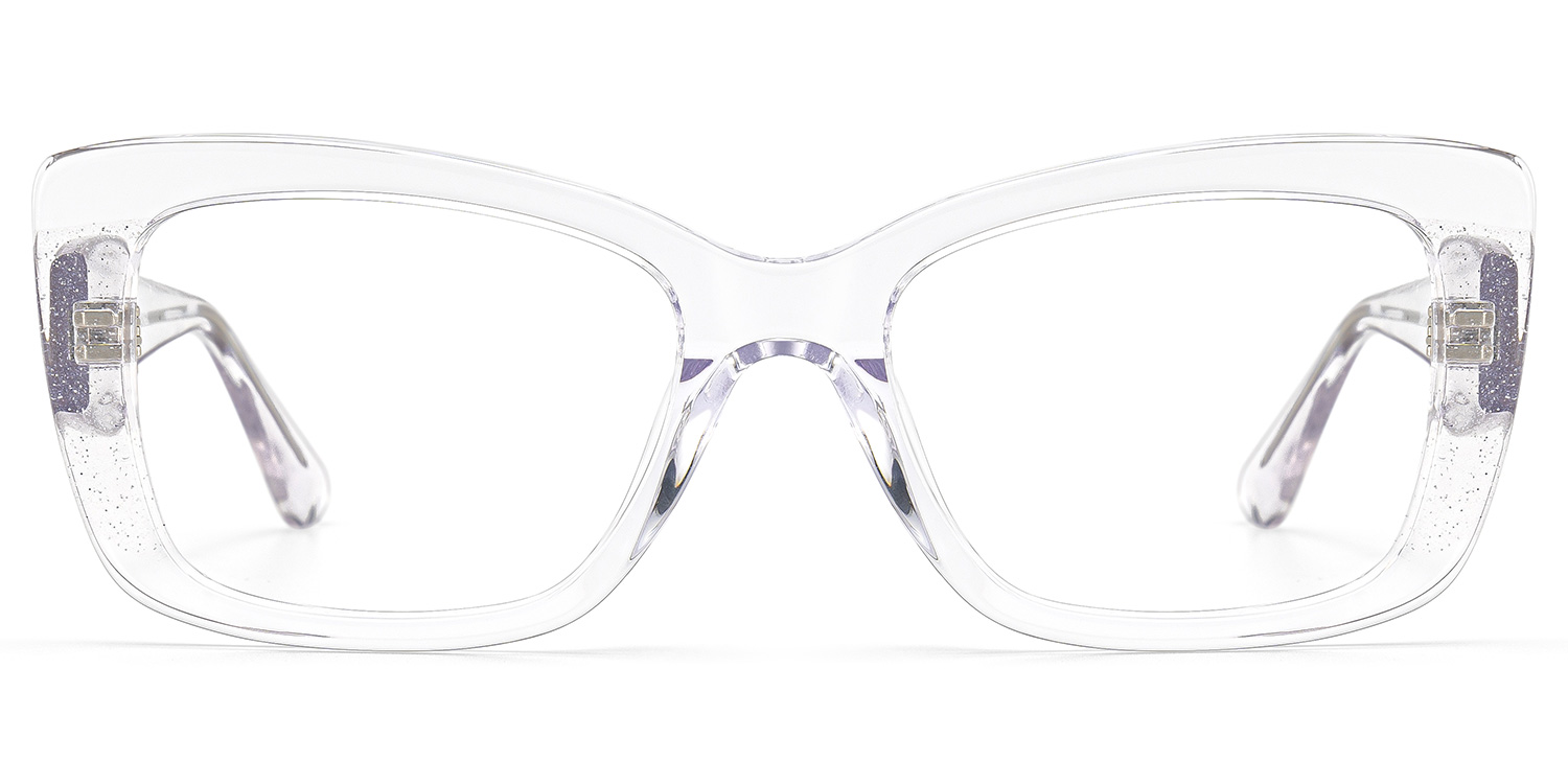 prettyne☆ Leona Rectangle Clear Glitter Eyeglasses for Women | ZEELOOL