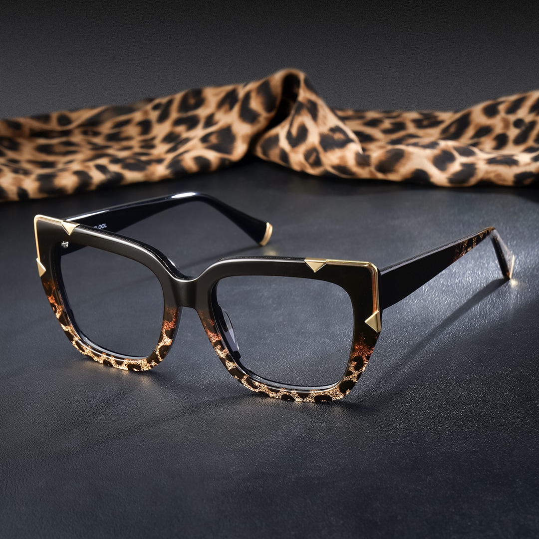 Dax Square black leopard print Frame Eyeglasses for Women