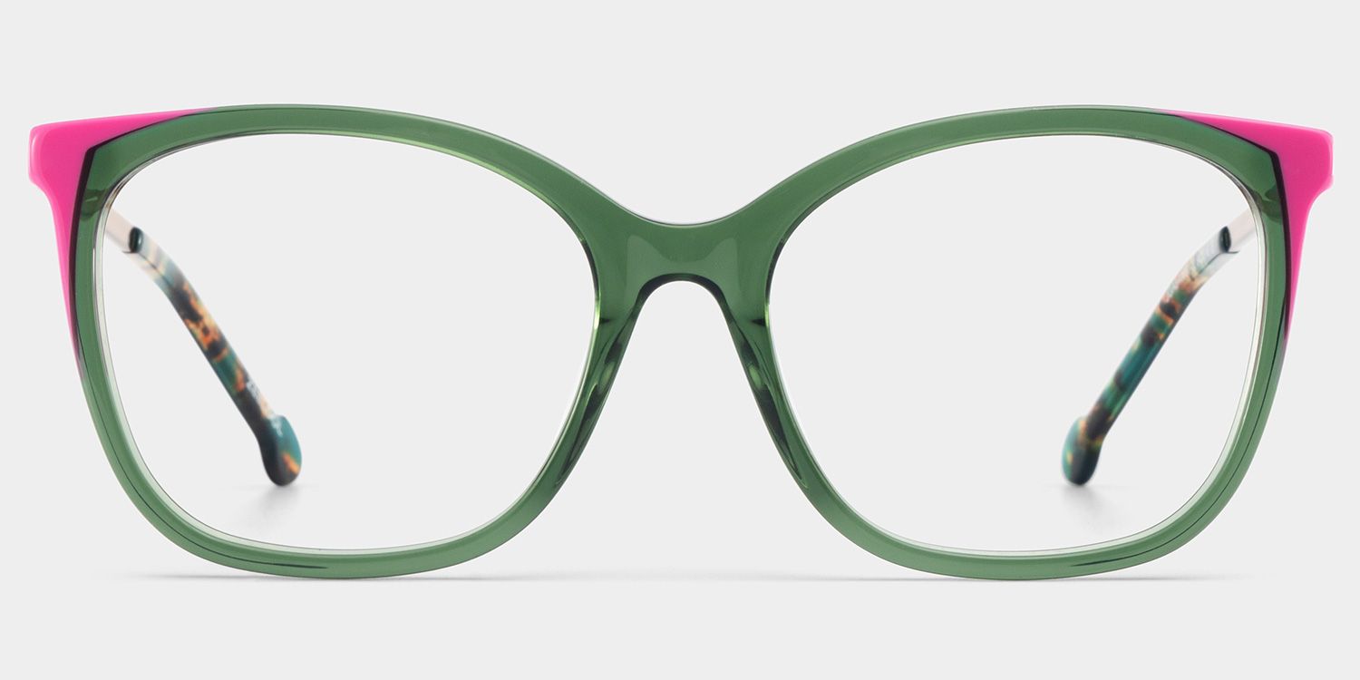 Nico Eyeglasses in Square Green Pink Frame | Zeelool