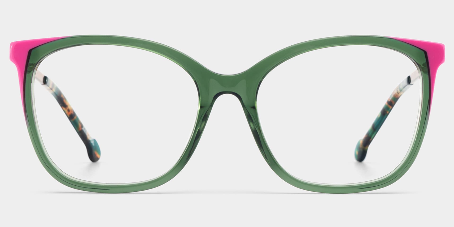 Nico Eyeglasses in Square Green Pink Frame | Zeelool1