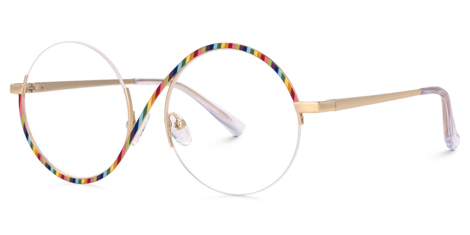 Flozif Round Rainbow Glasses in Semi-Rim  | Zeelool1