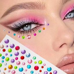 Pretty Round Colorful Rhinestone Face Sticker2