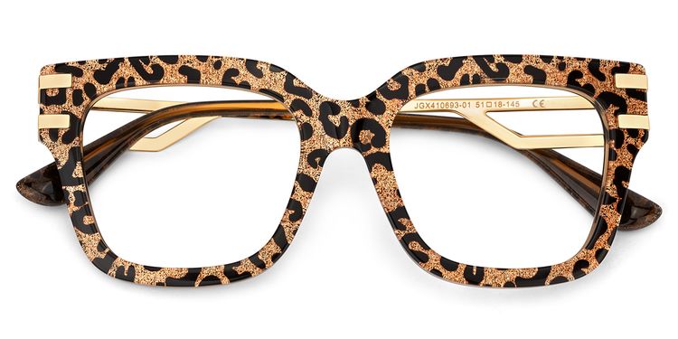 Lidia Leopard Square Glasses