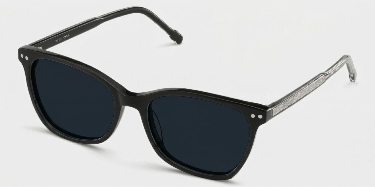 Marigold retro black frame glasses with Rectangle Frame Online | ZEELOOL2