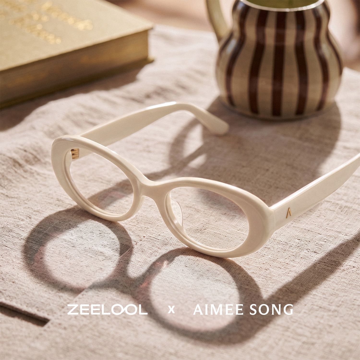 ZEELOOL x Aimee Song The 90s White Oval Glasses0