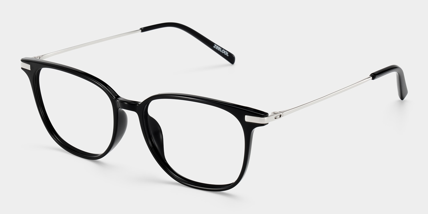 Florence Rectangle Black Glasses2