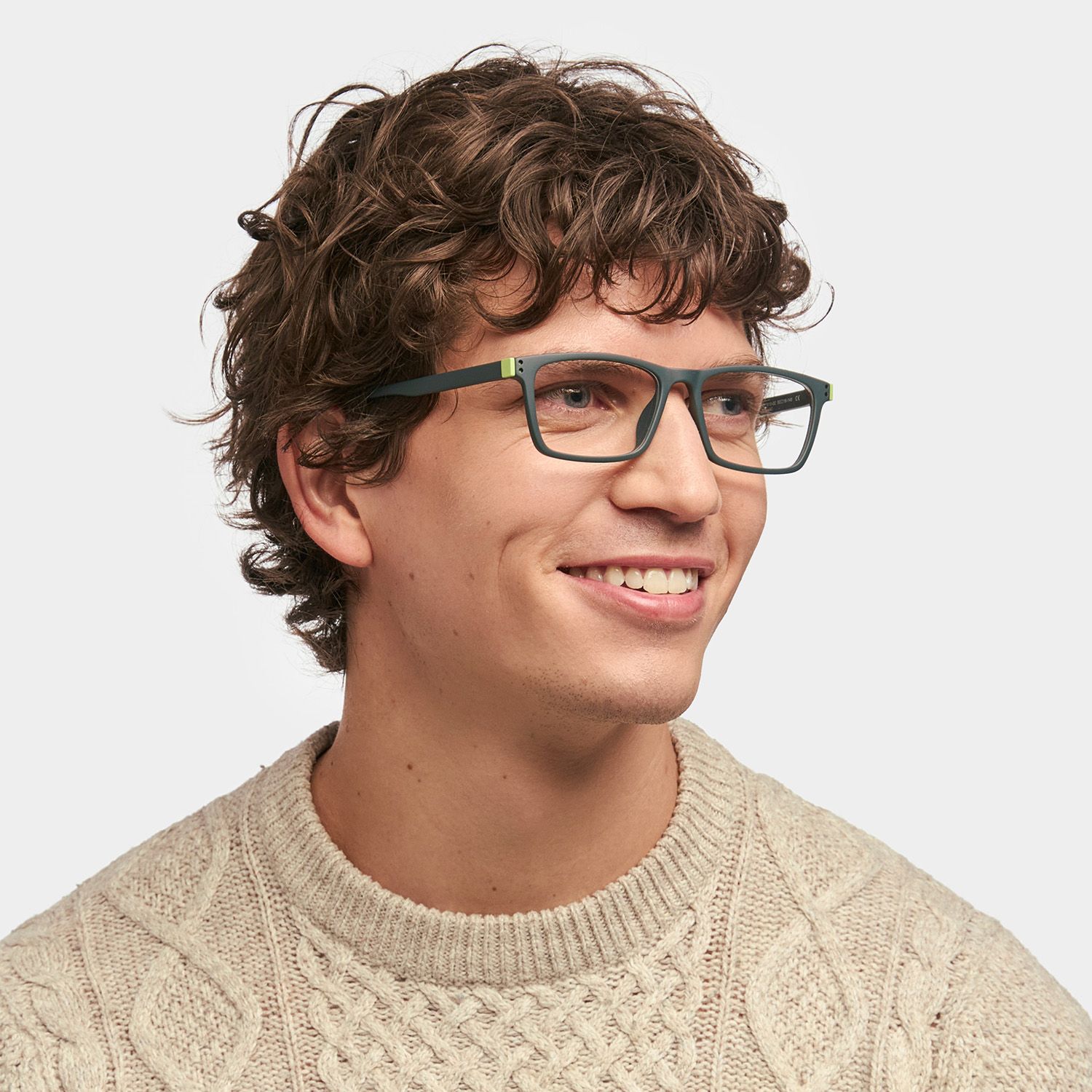 Cheche Rectangle Eyeglasses with Dark Green Frames1