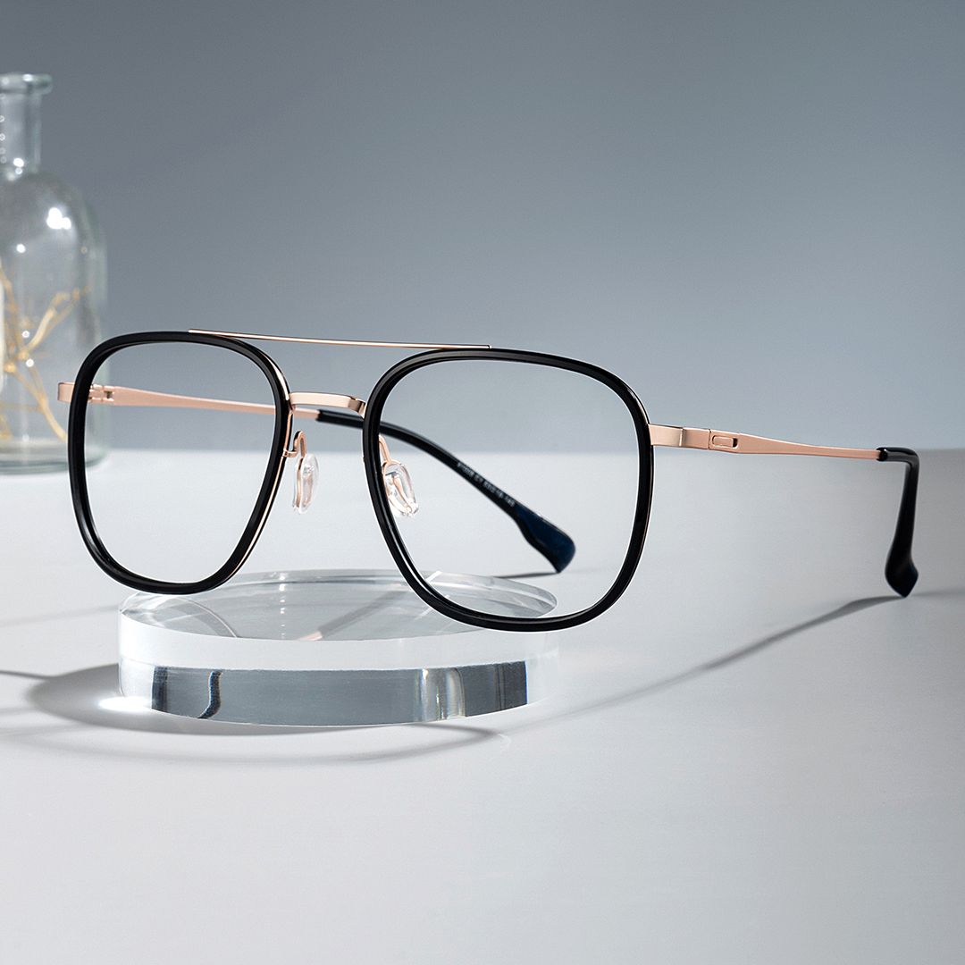 Black Designer Eyeglasses Frames In Aviator0