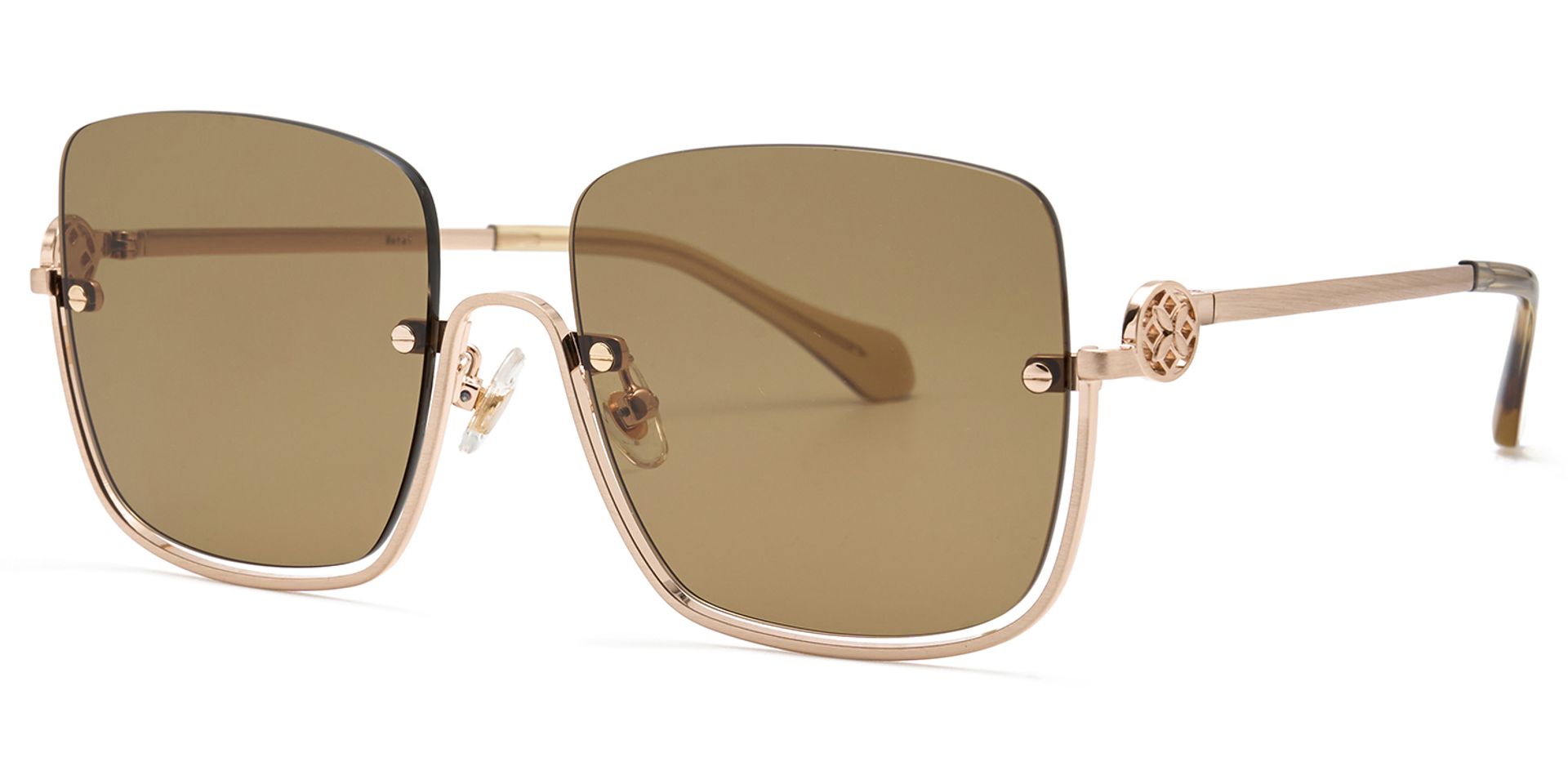 Women's Half Rim Champagne Sunglasses1