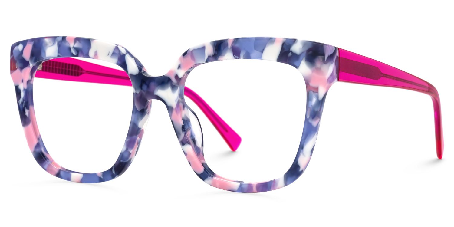 Square Blue And Pink Marble Frame Glasses2