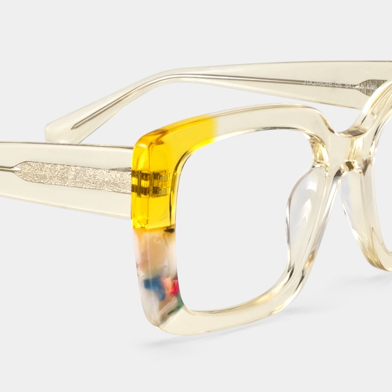 Flair Yellow Clear Frame Glasses with Square Frame Online | ZEELOOL5