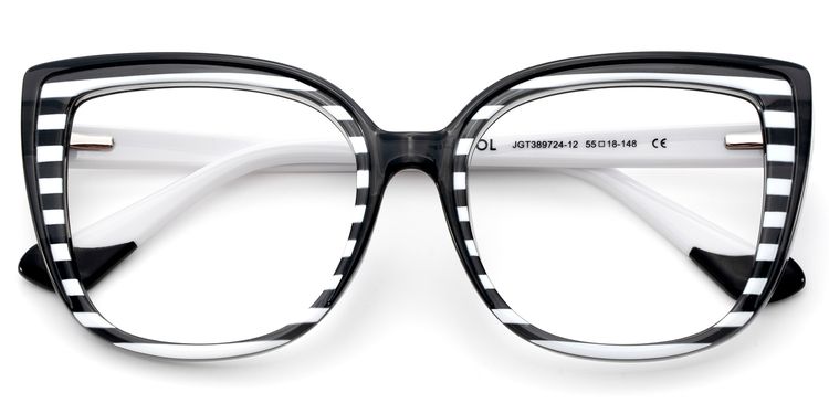 Fenn Cateye Black White Glasses