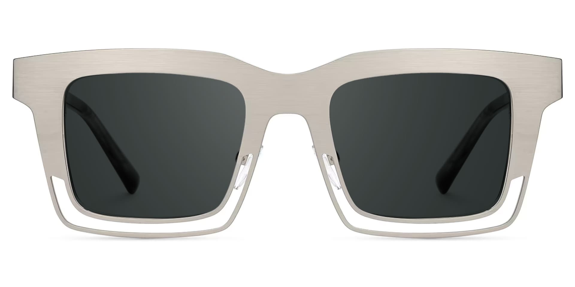 Evan Rectangle Silver Frame Sunglasses for Males | Zeelool0